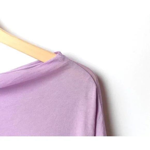 Vince Light Purple Pink Sheer Crew Neck Knit Top Cowl Neck Size S 100% Cotton - Picture 7 of 12